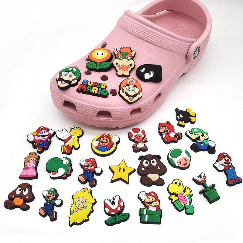Breloques de chaussures en forme de figurines de dessins animés, accessoires mignons Superbros pour