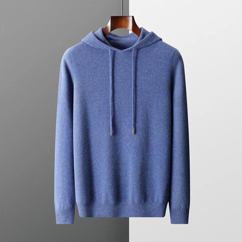 MVLYFLRT Sweat à capuche une pièce prêt à porter pour homme 100% laine mérinos pull tricoté chemise
