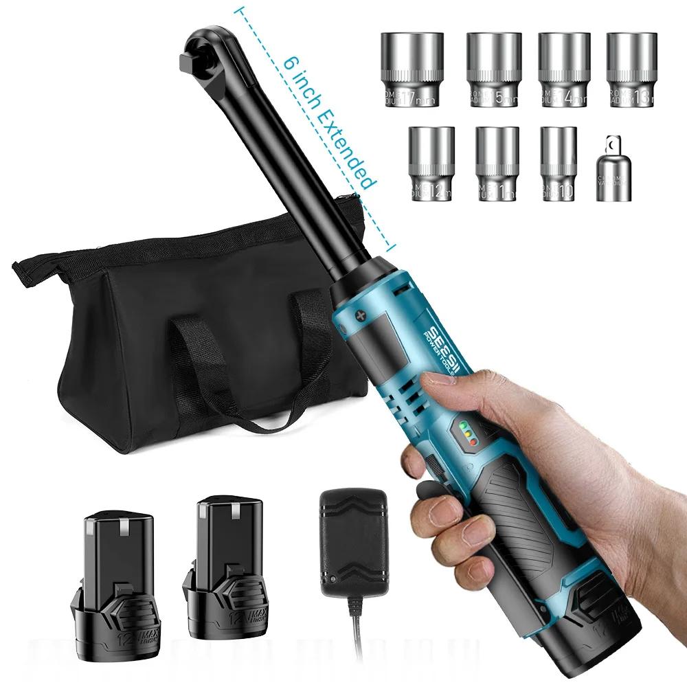 SEESII-Outils de réparation de voiture électriques sans fil, cliquet arc-en-ciel, aste, angle, 2 24.