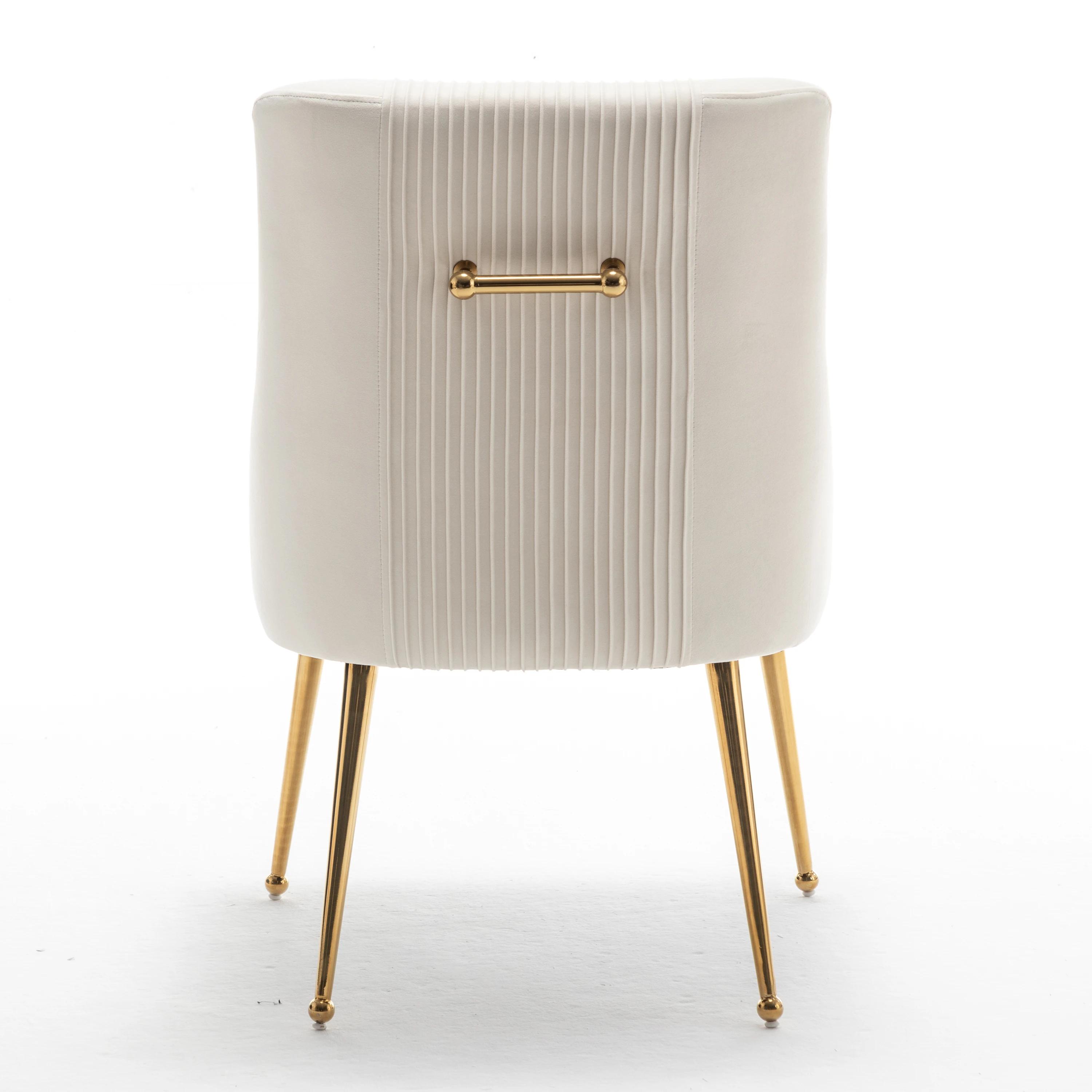 SEYNAR-Ensemble de 2 chaises de salle à manger ou coiffeuse en velours plissé, avec poignée arrière