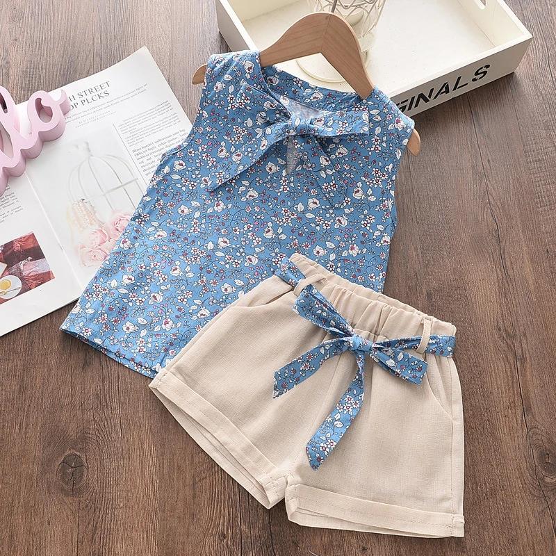 Vêtements d'été pour bébés filles, gilet sans manches et short, 2 pièces/ensembles, vêtements pour t