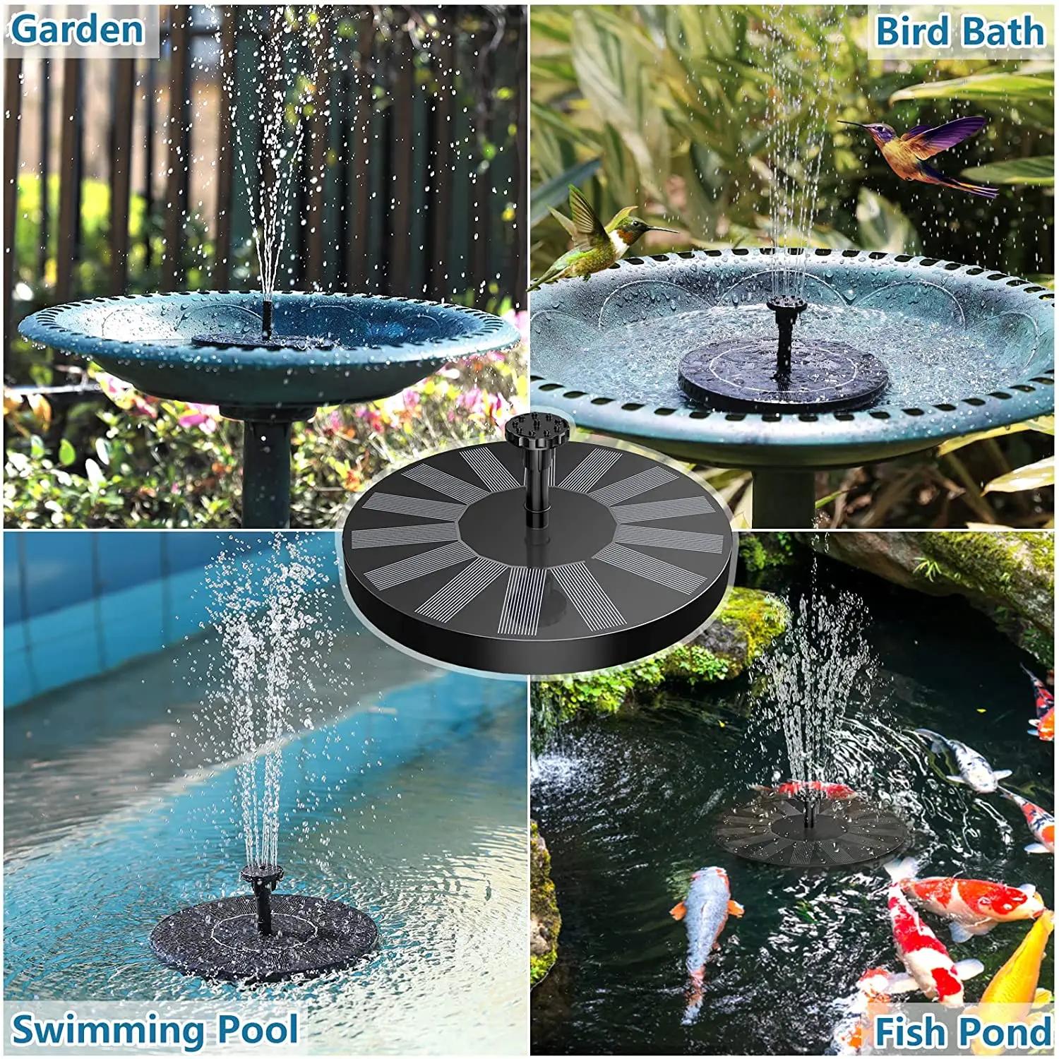 Fontaine d'eau solaire, piscine, étang, cascade, décoration de jardin, bain d'oiseaux en plein air,