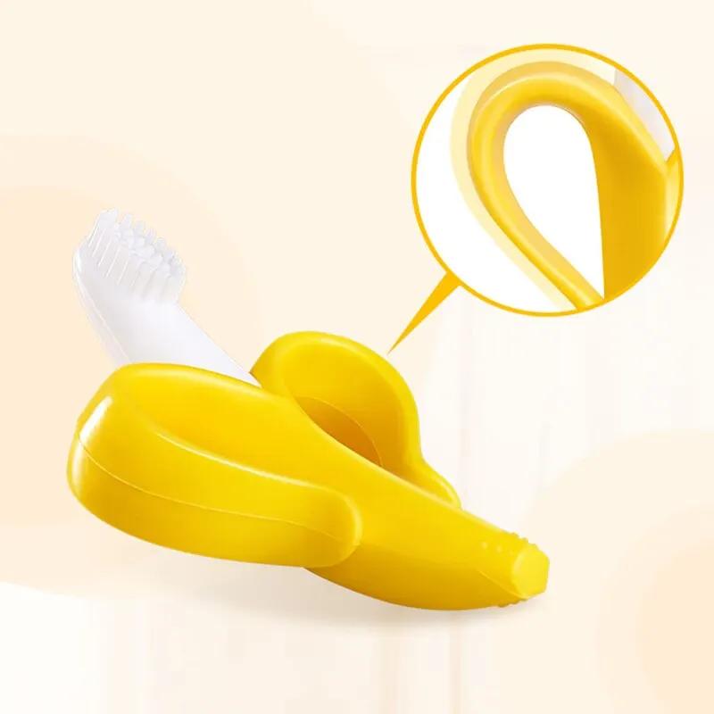 Anneau de dentition en forme de banane pour bébé, brosse à dents d'entraînement en Silicone sans BPA