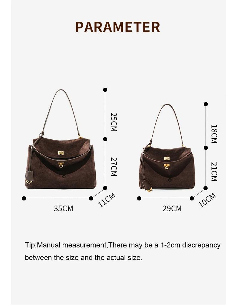 Sac à main en daim et cuir véritable pour femmes, sac à bandoulière de grande capacité, fourre-tout