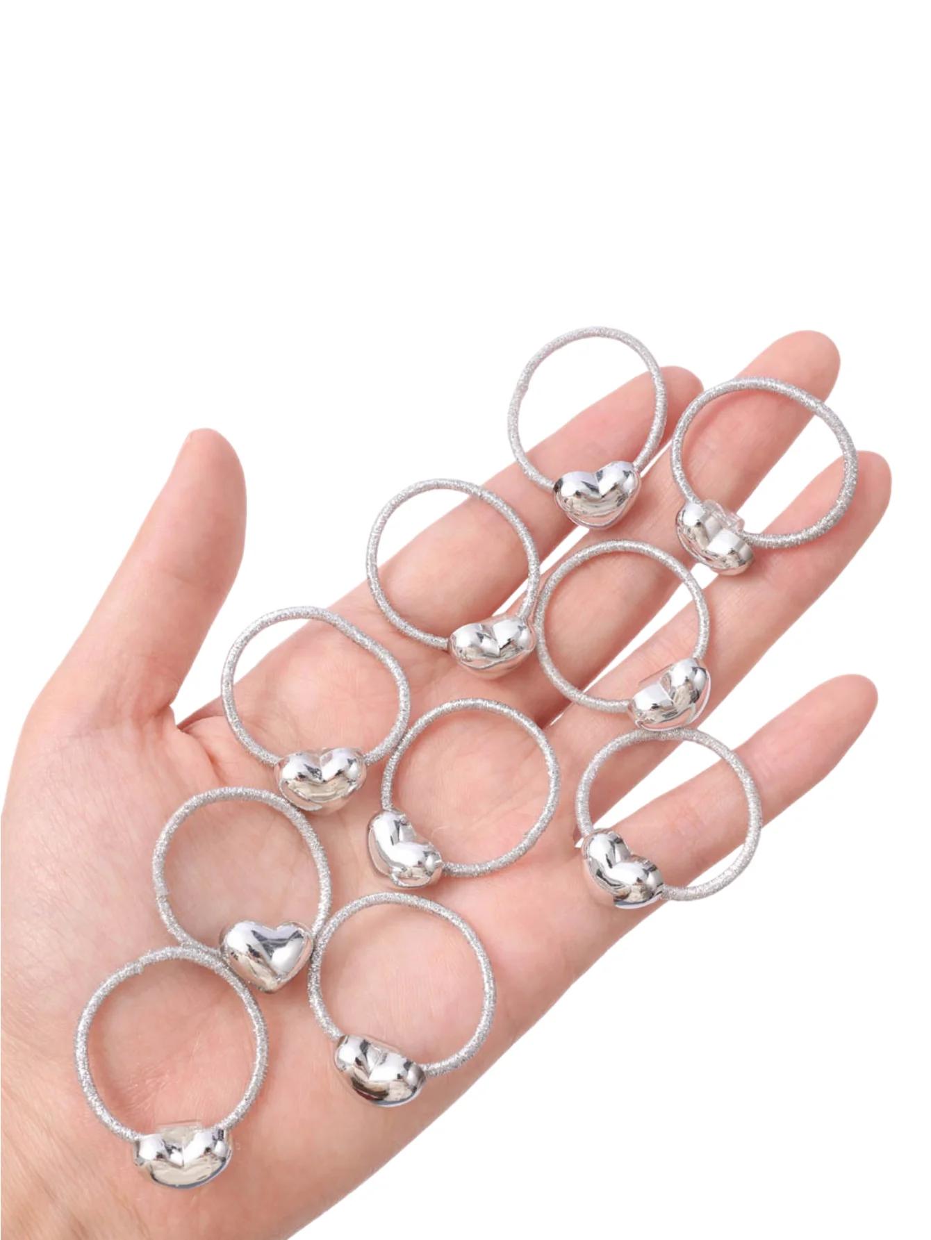 Lot de 10 jolis élastiques pour cheveux de style princesse pour bébés filles, avec paillettes dorées