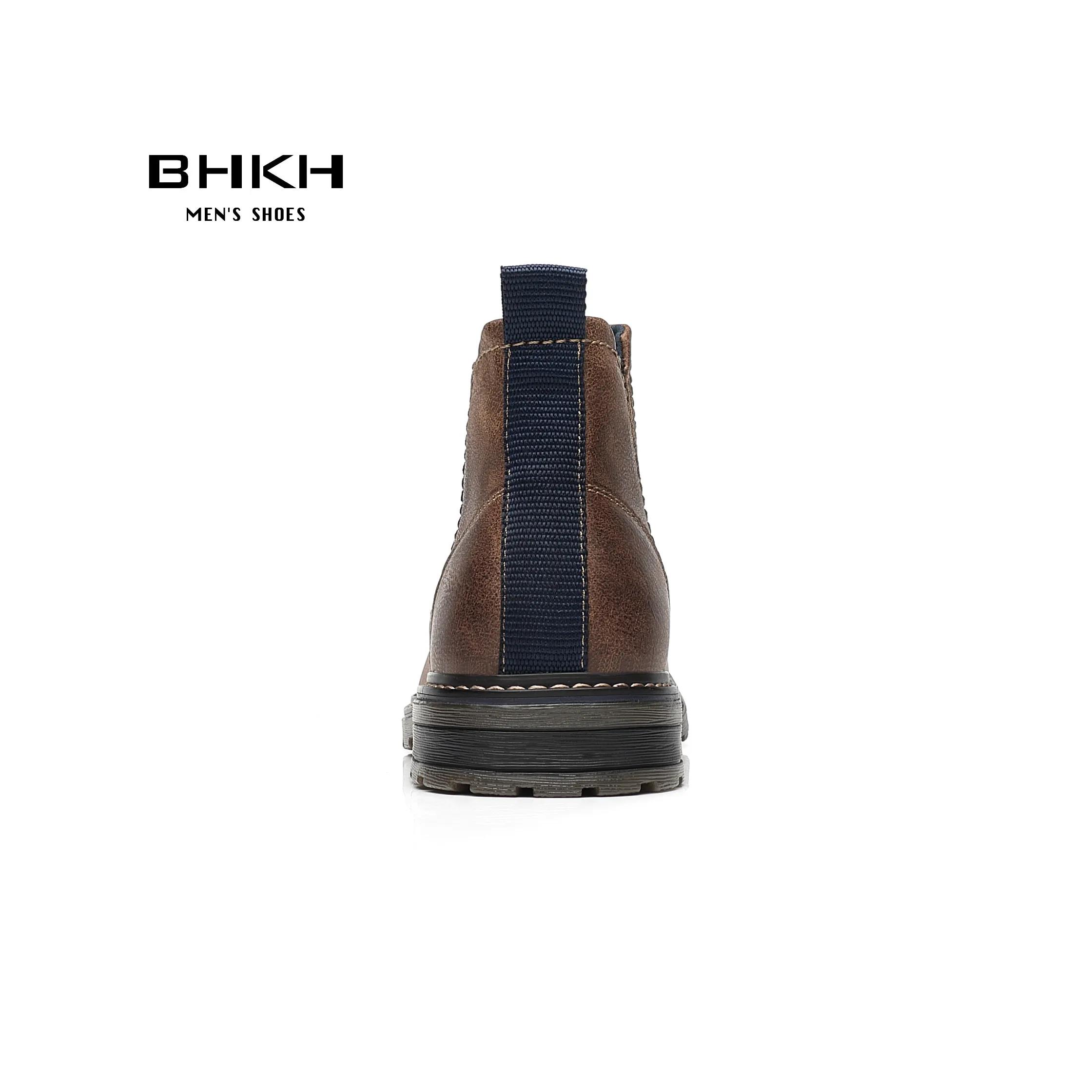 BHKH 2025 hommes Chelsea bottes nouveau hiver hommes bottes en cuir souple sangle élastique bottines