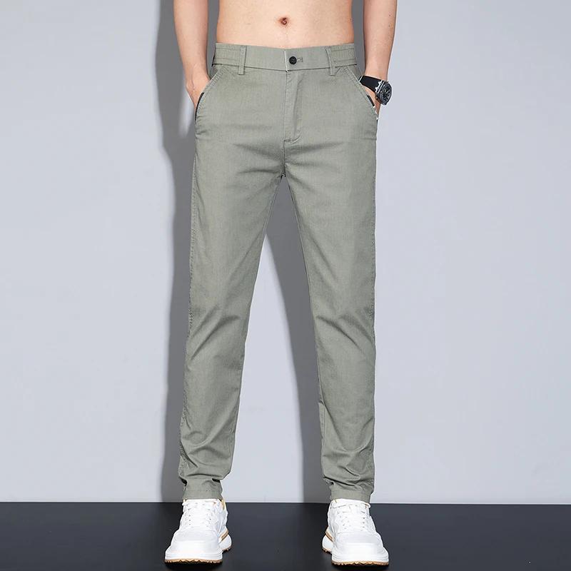 Pantalon Slim Décontracté de Haute Qualité pour Homme, Vêtement de Travail à Taille Moyenne, Broderi