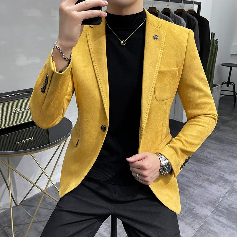 Veste polaire en peau de cerf pour hommes, manteau de costume, Blazer, affaires, loisirs, coupe cint