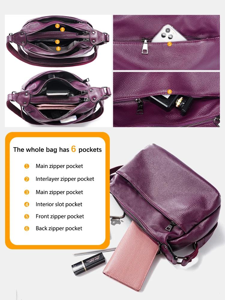 Zency – sac à bandoulière élégant en cuir véritable pour femmes, sacoche tendance pour dames, rouge
