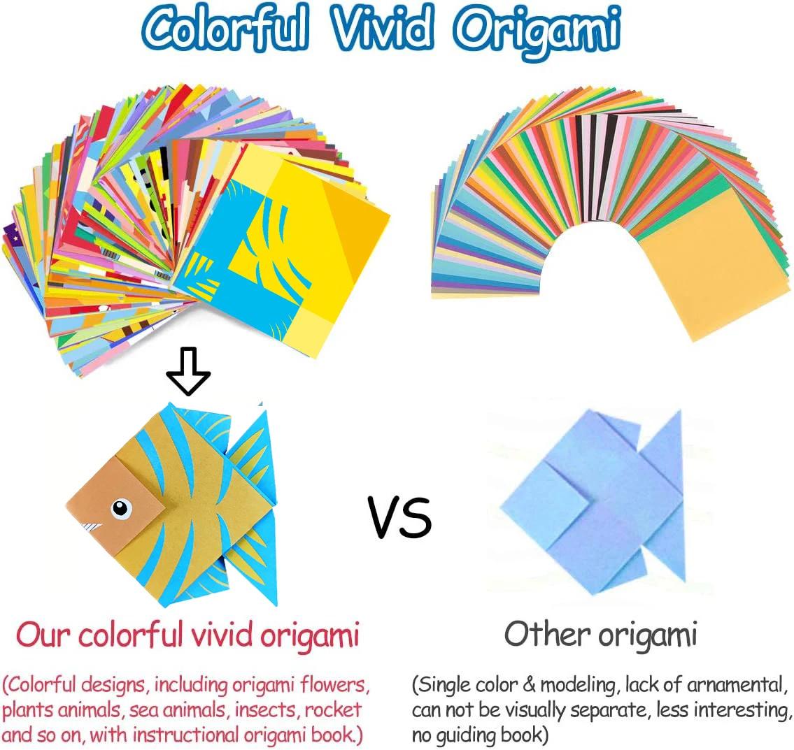 Kit Origami 30/96 feuilles Origami papier artisanat guide livre bricolage projets d'artisanat fourni