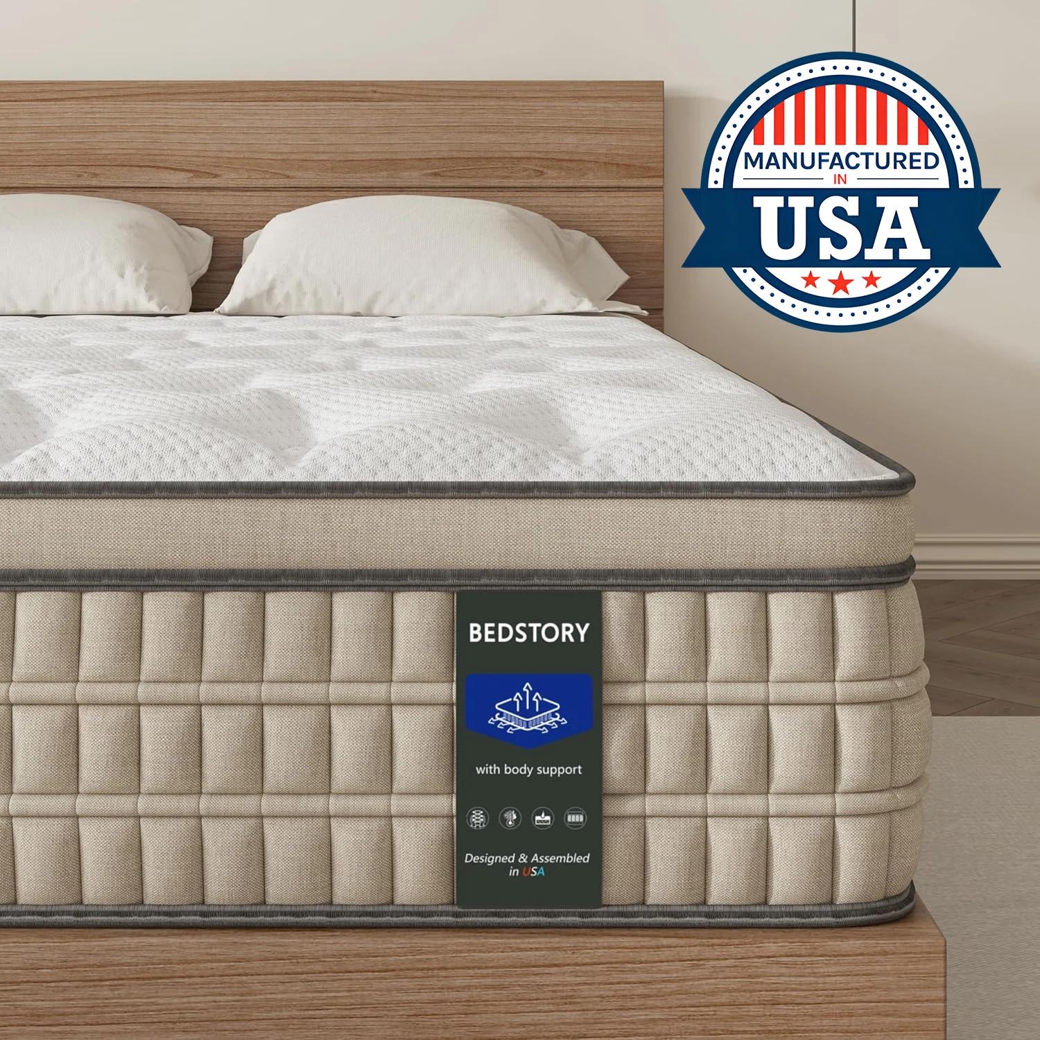 BedStory-Matelas en mousse à mémoire de forme, 12 pouces, gel hybride Full/King, taille Queen avec t