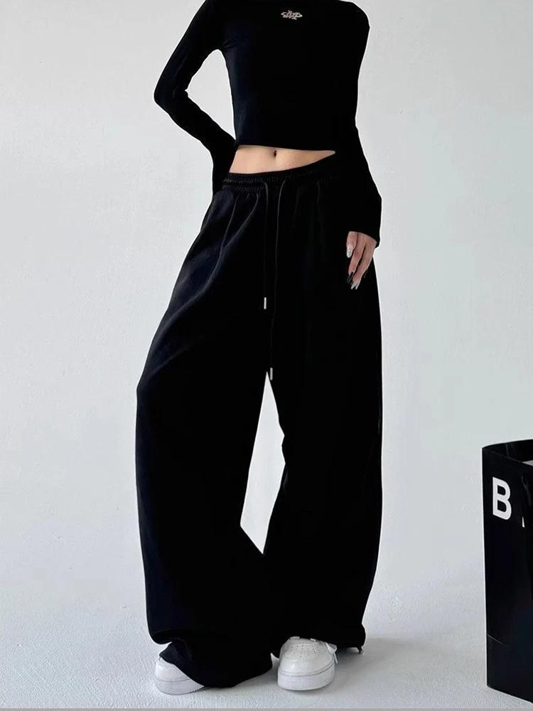 Y2K Harajuku pantalon de survêtement à jambes larges femmes Streetwear Baggy surdimensionné gris pan