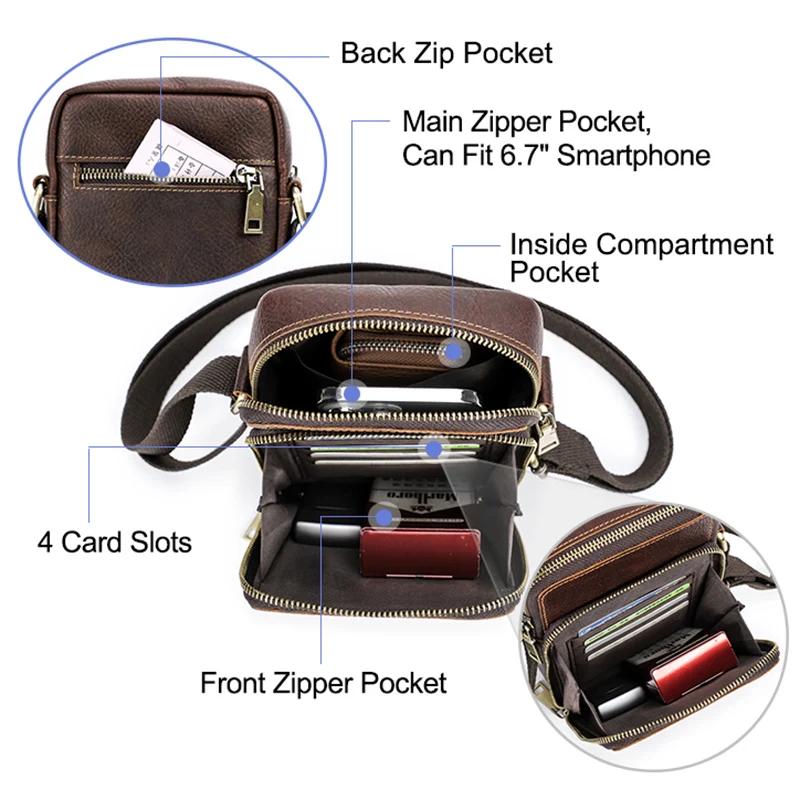 CONTACT'S – Mini sac à bandoulière en cuir véritable pour hommes, pochette pour téléphone, voyage dé