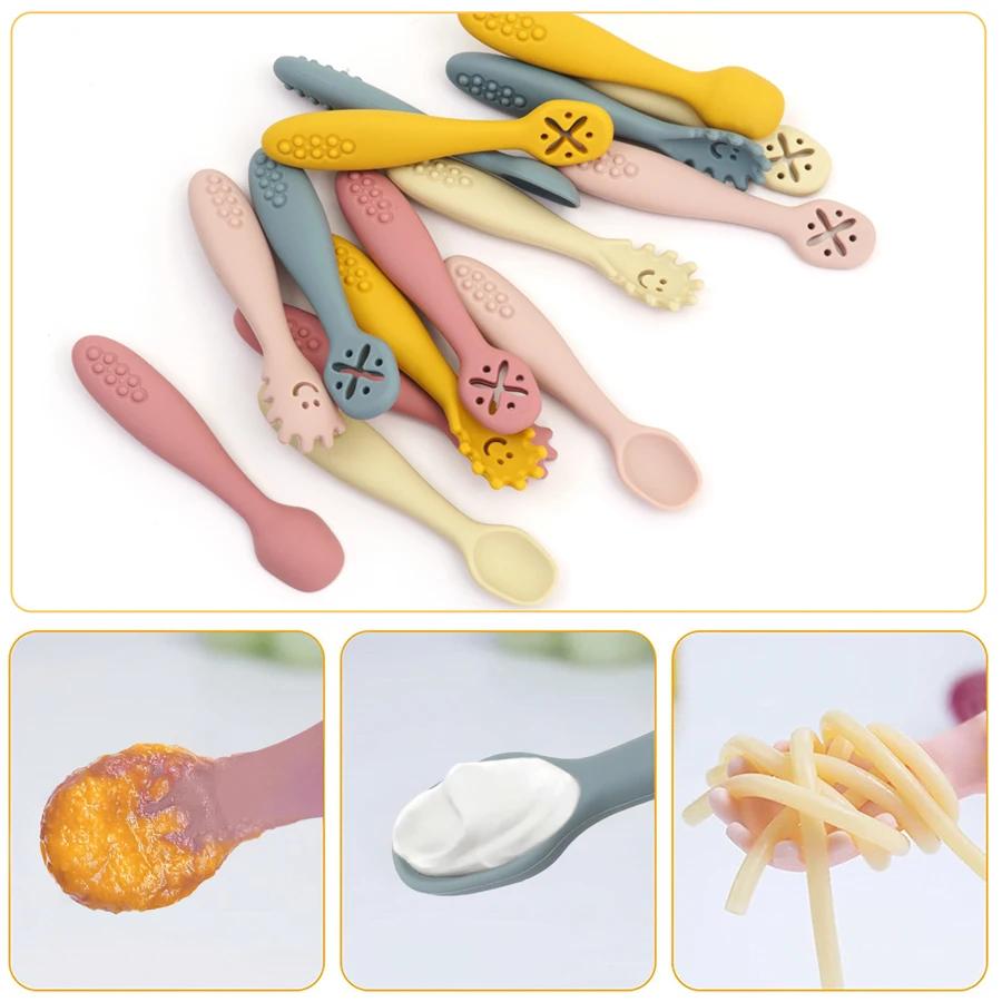 Ensemble d'ustensiles de cuillères d'apprentissage pour bébé, 3 pièces, mignon, cuillère d'alimentat