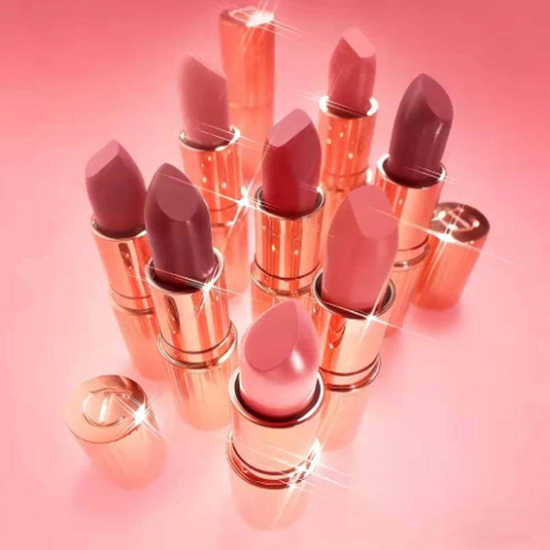 CT Blush en poudre bicolore en forme de cœur, maquillage longue tenue, petit tube doré, rouge à lèvr