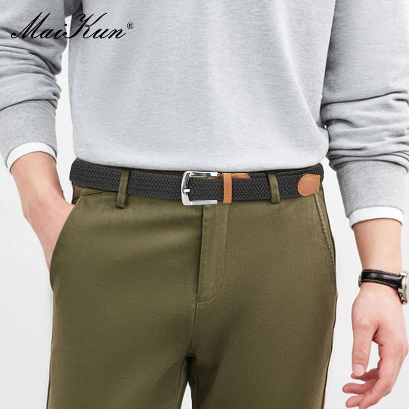 MaiKun 2 pièces toile hommes ceintures mode élastique métal boucle ardillon militaire tactique surél