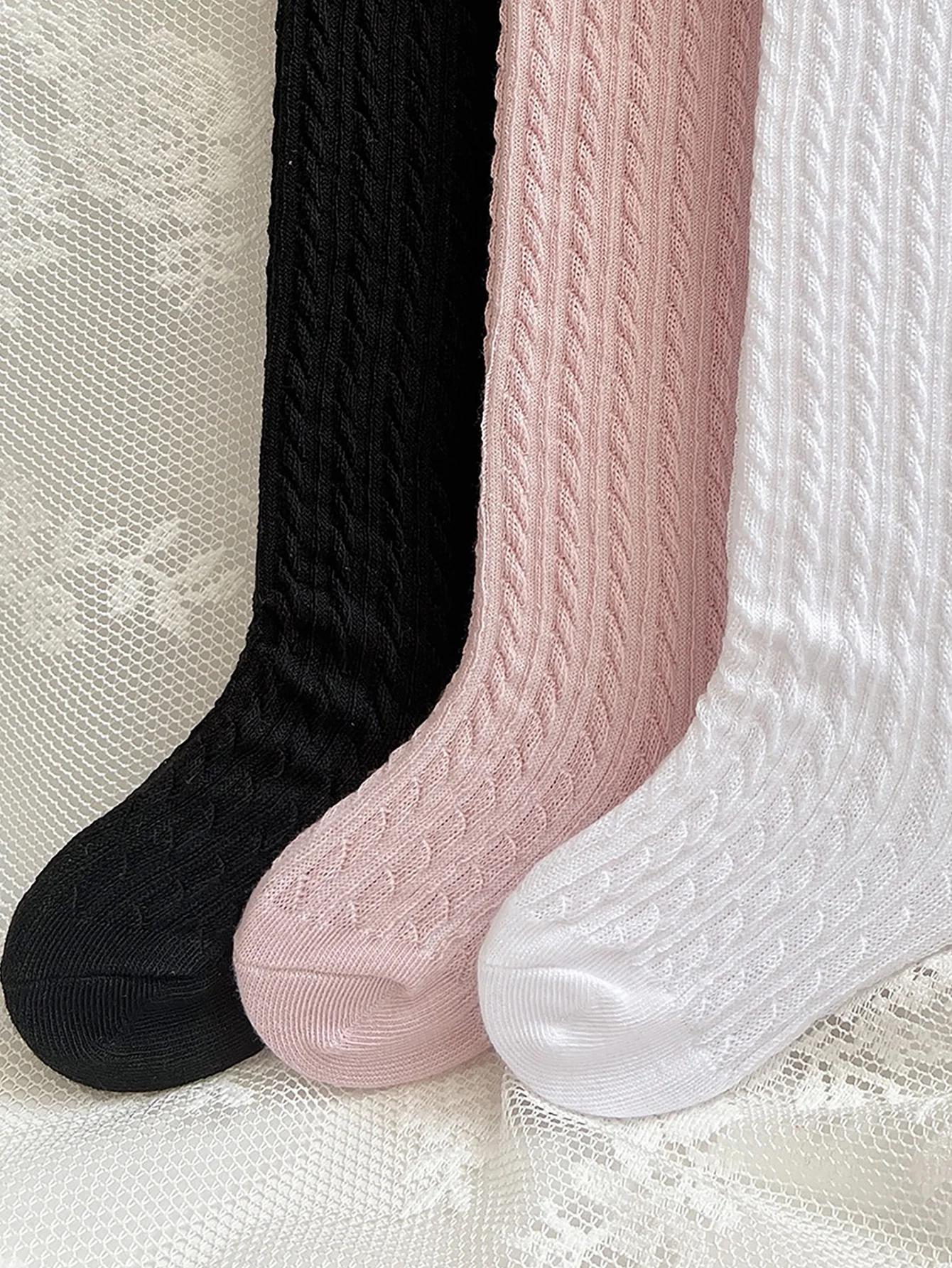 3 paires de chaussettes longues au-dessus du mollet pour filles