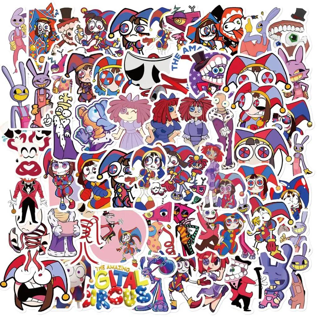 50 pièces mignon l'incroyable cirque numérique autocollants Kawaii dessin animé décalcomanies ordina