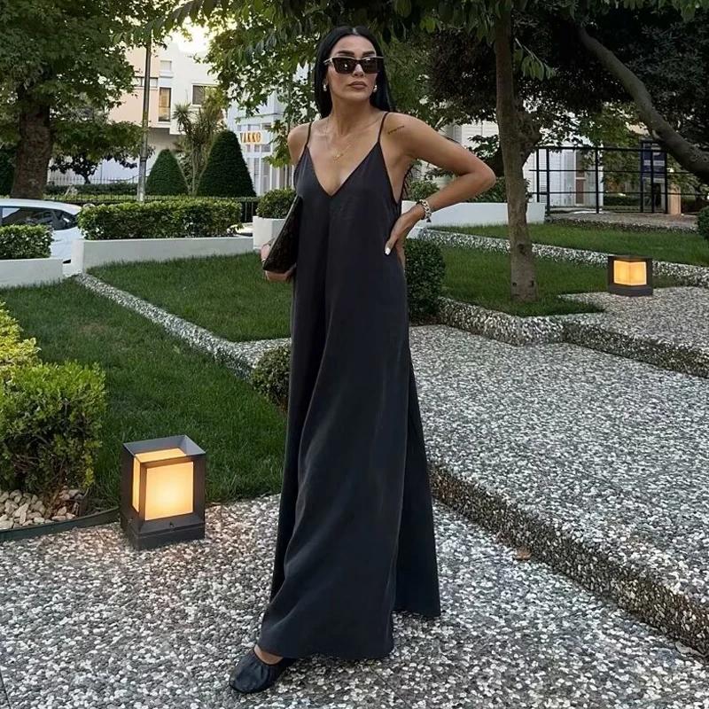 MUJER noir Slip longues robes pour femmes rouge drapé robe d'été femme 2025 Sexy dos nu Maxi robe fe