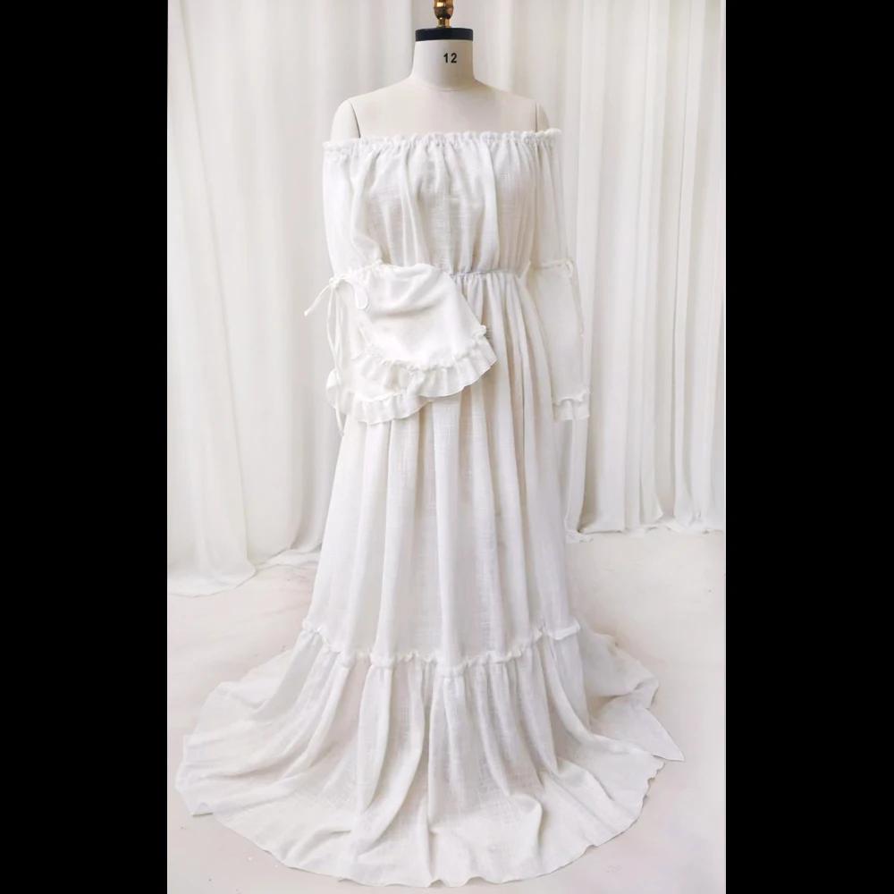 Robe de Femme Enceinte Style Boho, Confortable, Lin, Coton, Dentelle, Manches sulf, Tenue de Photogr