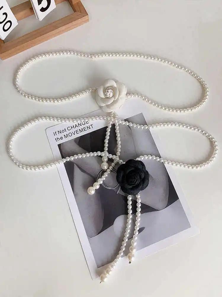 Ceinture de taille en perles pour femmes, 1 pièce, nouveau Style camélia, décorative, polyvalente, a