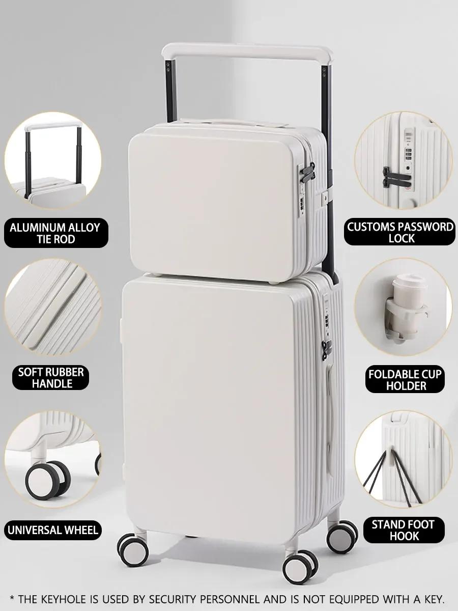 Ensemble de bagages 20+14"24+14" avec USB et porte-gobelet TSA Lock 360 ° Roues crochet de pied su