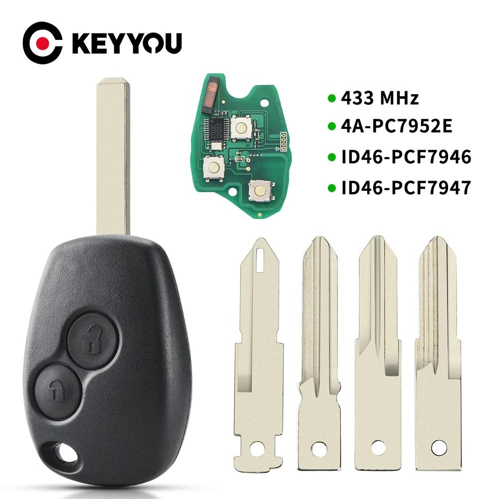 KEYYOU clé de voiture à distance 433MHz pour Renault Trafic Vauxhall Vivaro Sandero Logan symbole Da