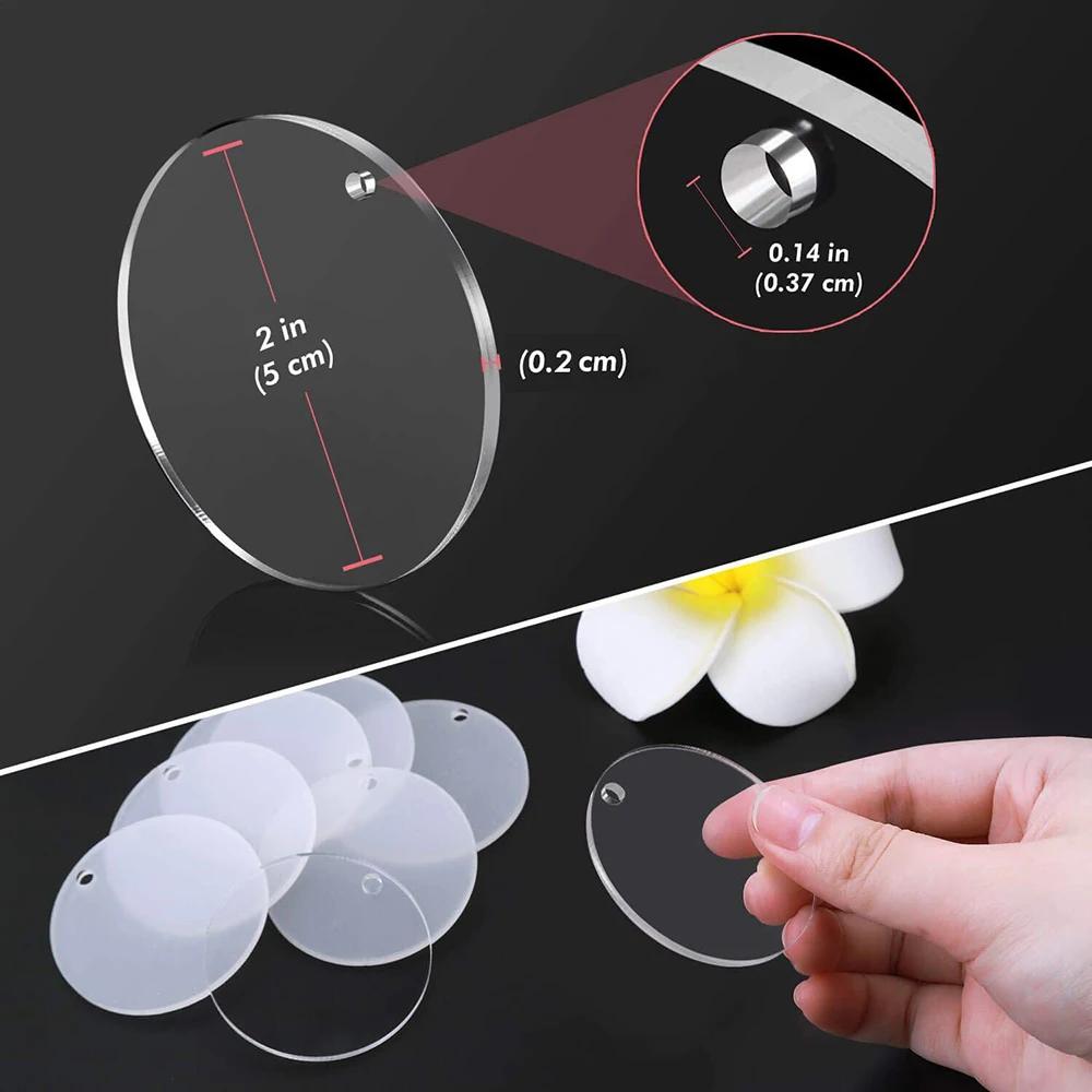 Porte-clés transparents, disques circulaires transparents, vierges en acrylique, en vrac pour porte-