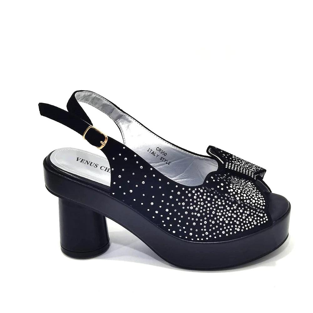 Talons Carrés avec Plateforme pour Femme, Ensemble de Chaussures et de Sacs Africains, Escarpins en