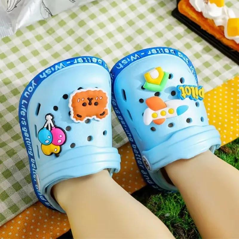 Sandales d'été pour filles, bébés garçons et filles, sandales de dessin animé à talons plats, pantou