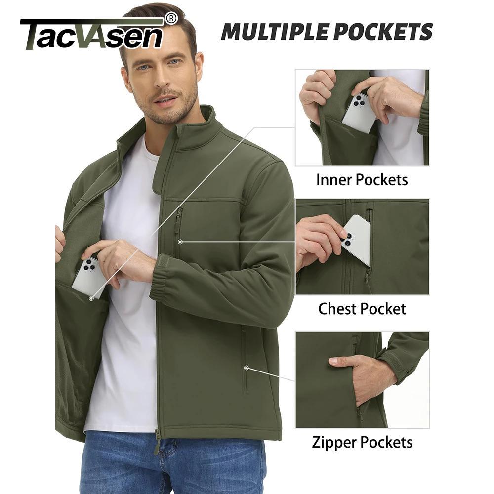 TACVASEN Veste de randonnée imperméable pour homme avec fermeture éclair complète, doublure polaire