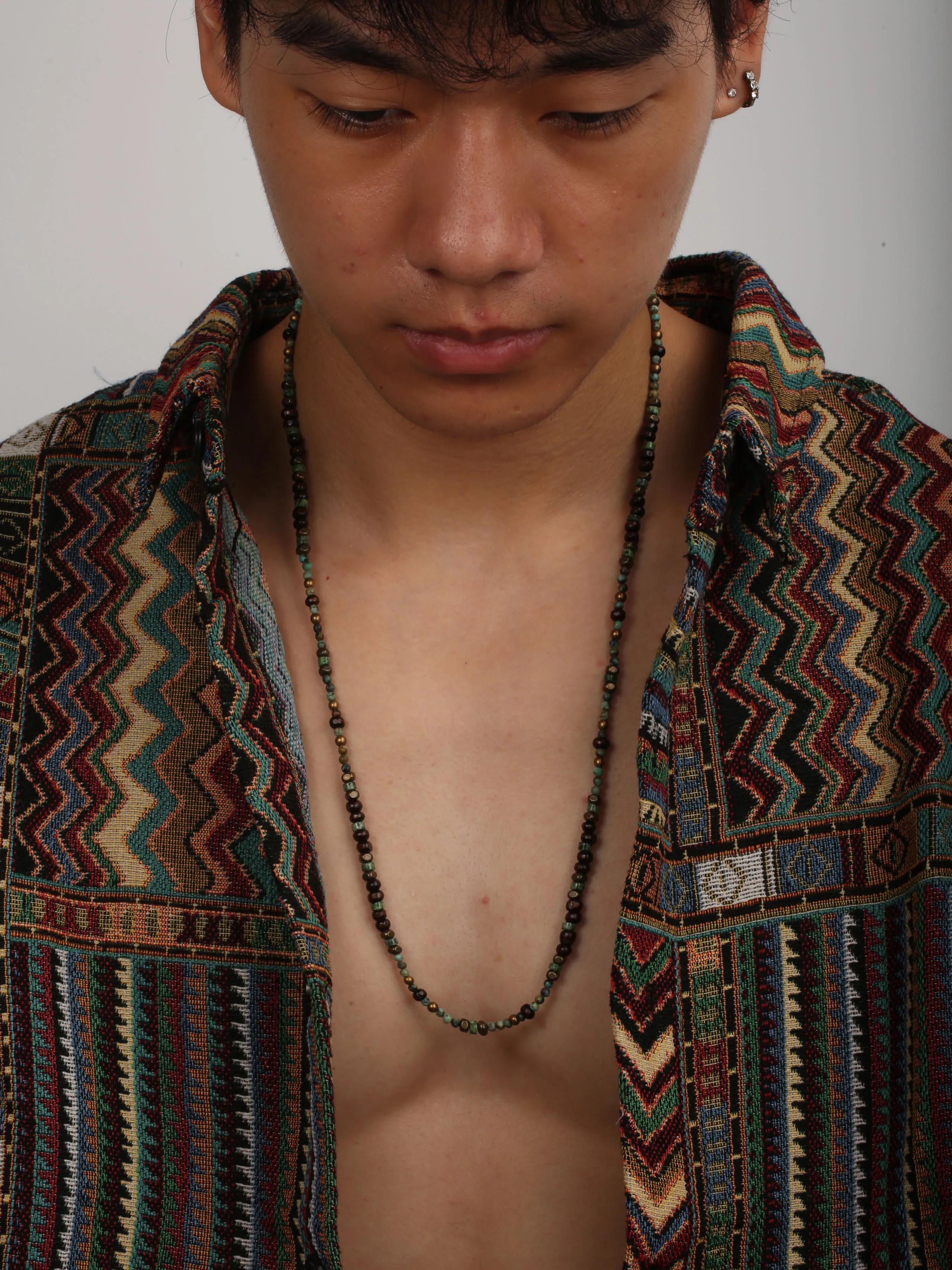 1PC hommes rétro Style ethnique afrique pierre collier pour hommes Hippie bohême Long collier de per