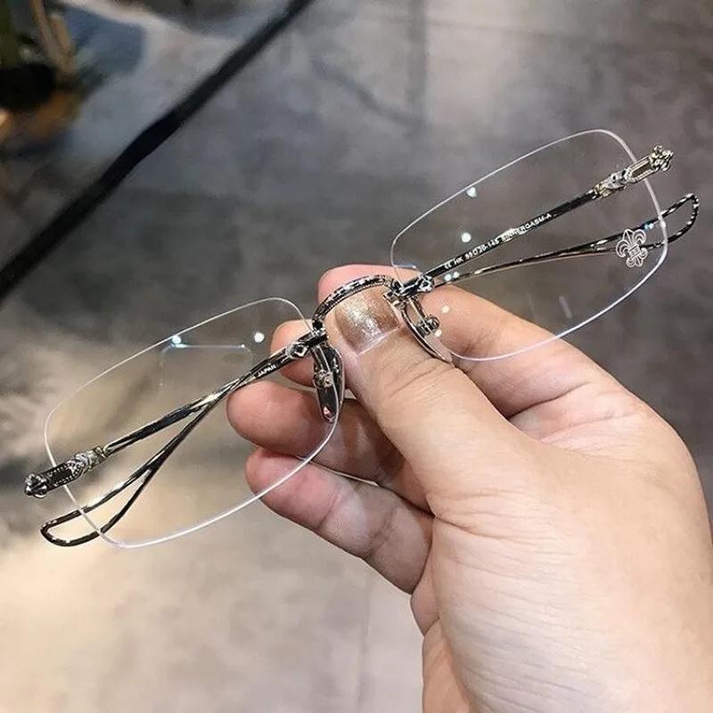 Lunettes photochromiques Anti-Radiation sans cadre pour femmes et hommes, lunettes rectangulaires de