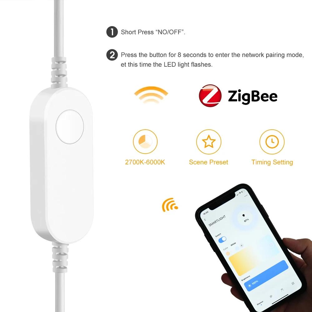 Tuya Zigbee-Bande Lumineuse LED COB CCT, 12V, 2m, 3m, 5m, 10m, Flexible, Dimmable Chi Board, Lampe d