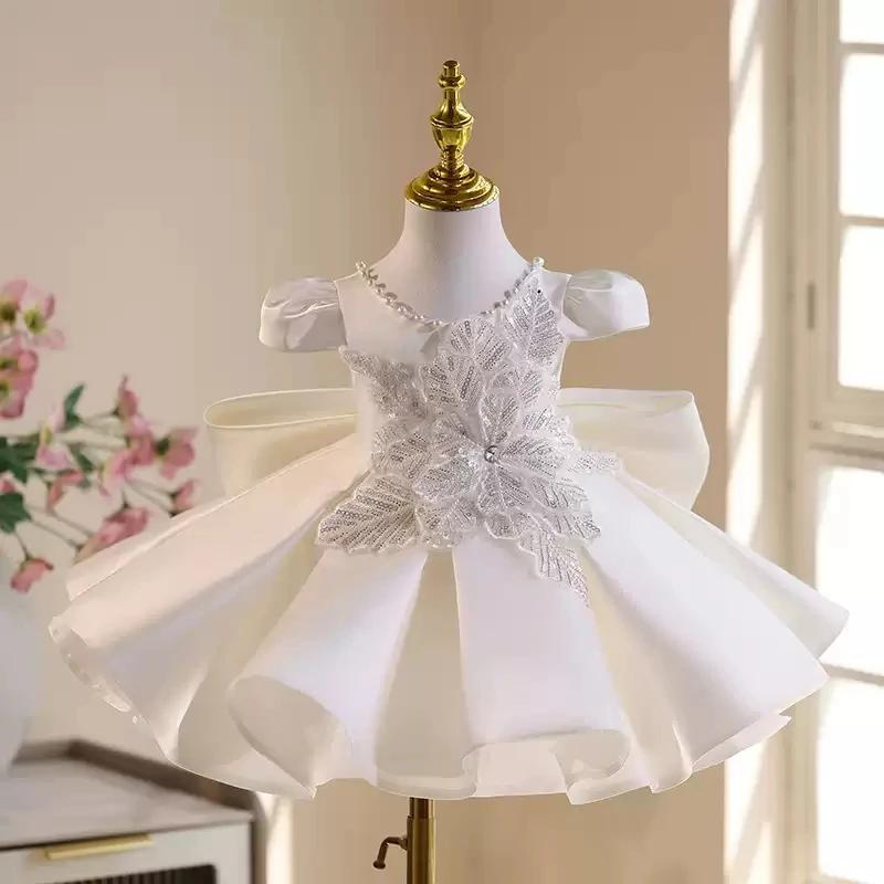 KLFLGD robe de mariée blanche magnifique élégante robe de danse en satin haut de gamme robe de fête