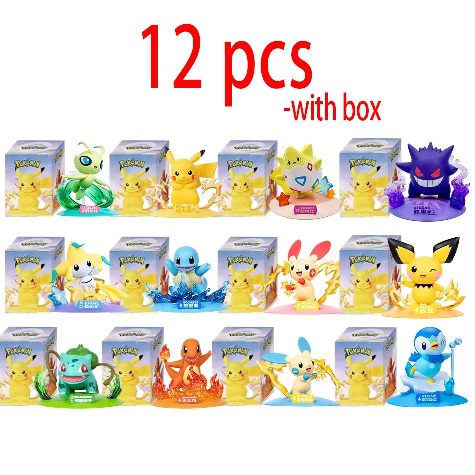12 poupées d'action Pok é mon Pikachu, boîte aveugle, modèles Anime, décorations de bureau, jouets P