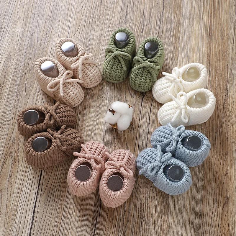 Chaussures tricotées pour bébé de 0 à 18 mois, jolies bottes de marche respirantes rabattues pour no