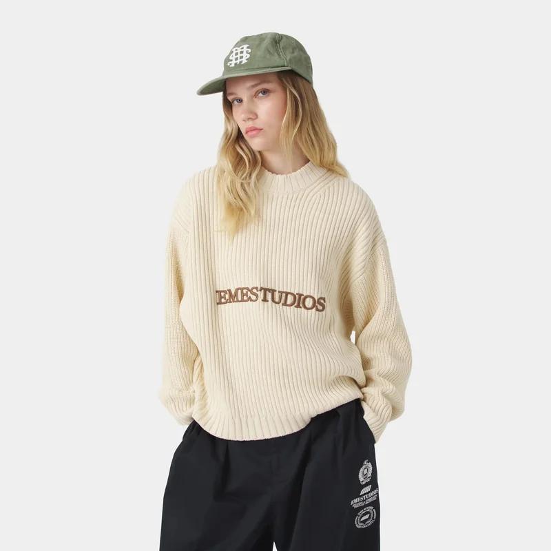 Pull à col rond Eme Letter Y2k Street pour hommes et femmes, pull ample décontracté rétro en tricot,