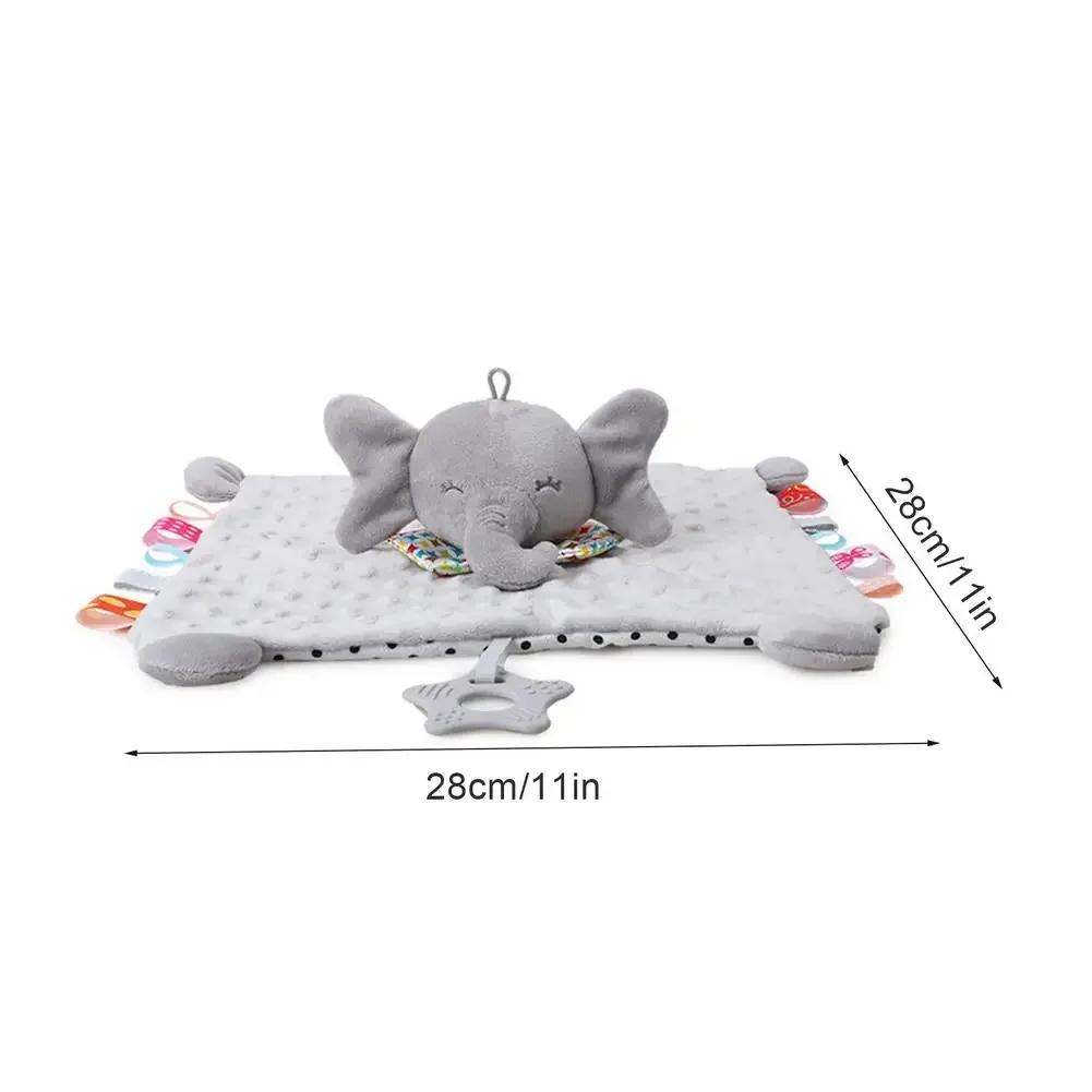 PANGDUBE – couverture de sécurité pour bébé, jouet en peluche éléphant avec hochet, anneau de dentit