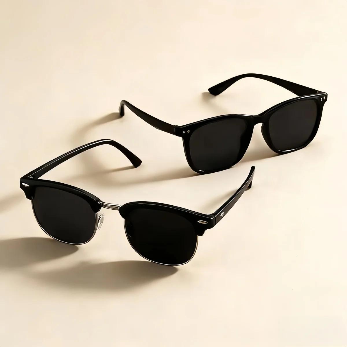 2 paires de lunettes de soleil tendance, style rétro européen et américain, unisexe, classiques, Y2K