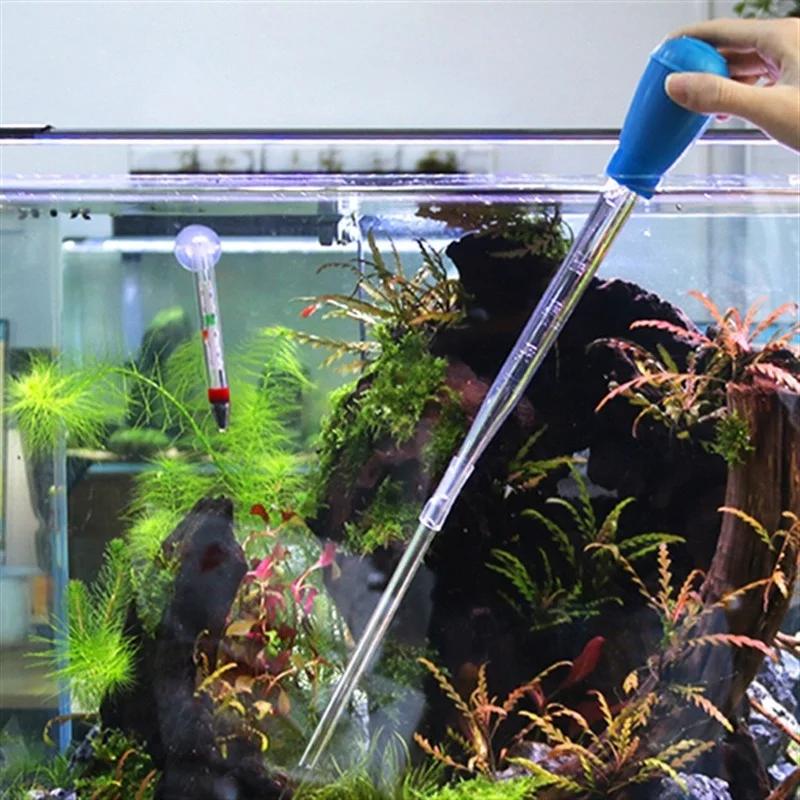 Allonger 54cm aquarium feuilles nettoyage paille Siphon changeur d'eau Aquarium nettoyant compte-gou