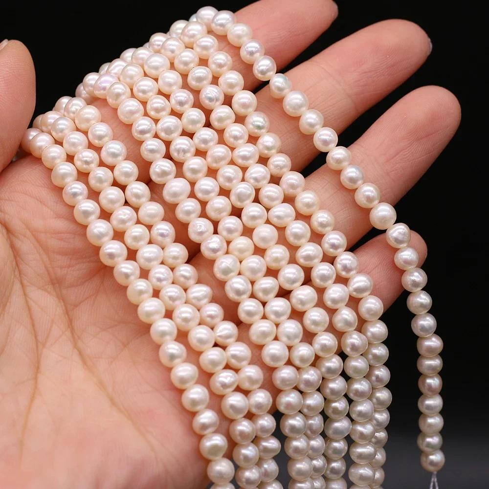 Perles d'Eau Douce Naturelles Blanches Rondes AAA + de 4 à 5mm, Accessoires d'Espacement pour Bijoux