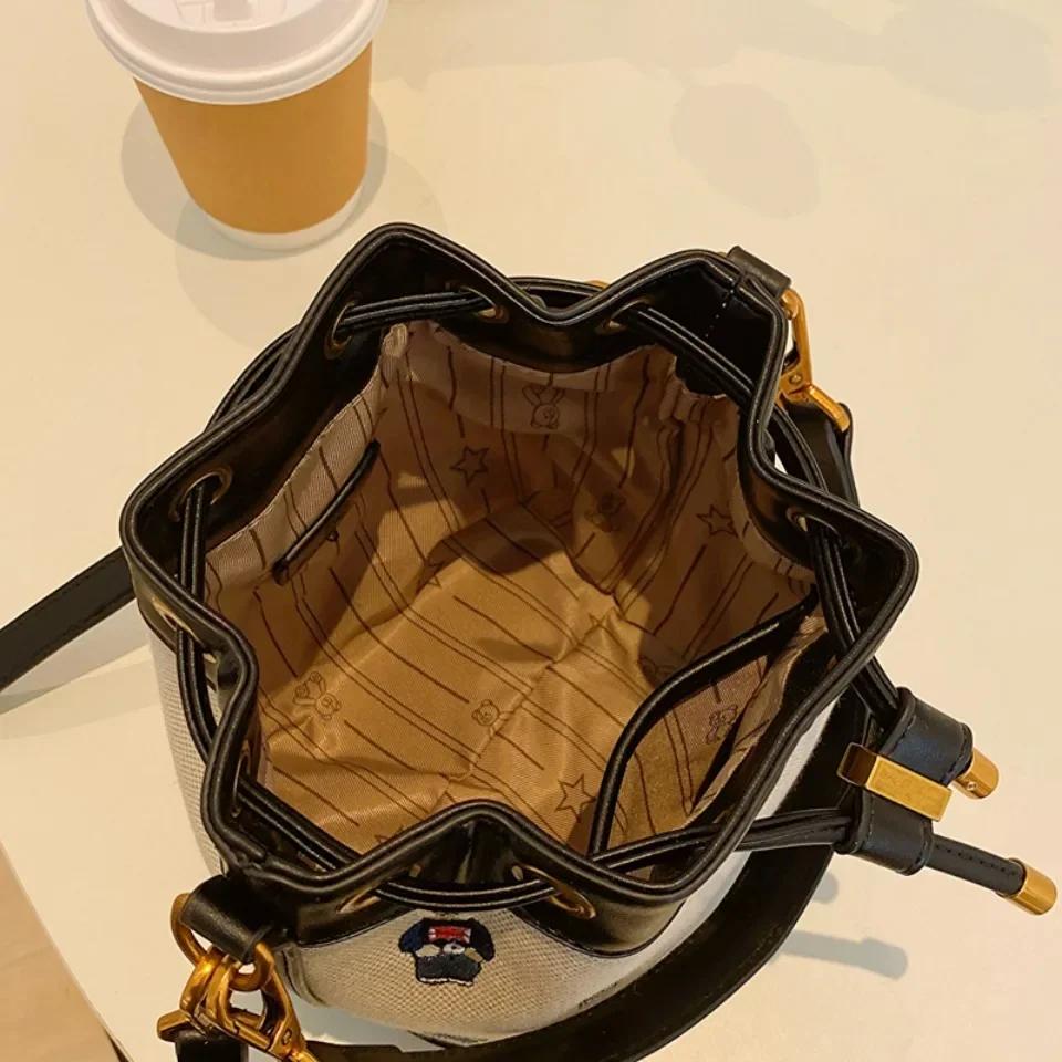 Sac seau à cordon de serrage grande capacité pour femme, sac à main, sac bandoulière, sac messager,