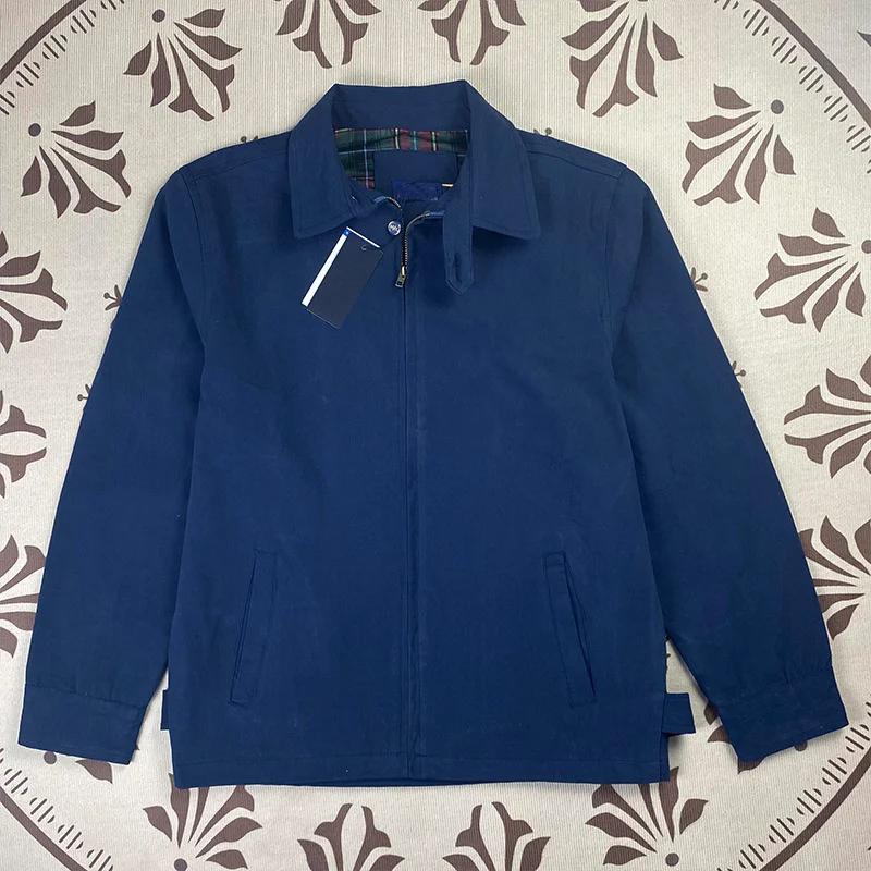 Veste à revers en pur coton pour hommes, haut brodé, 3 couleurs, décontracté, couleur unie, automne
