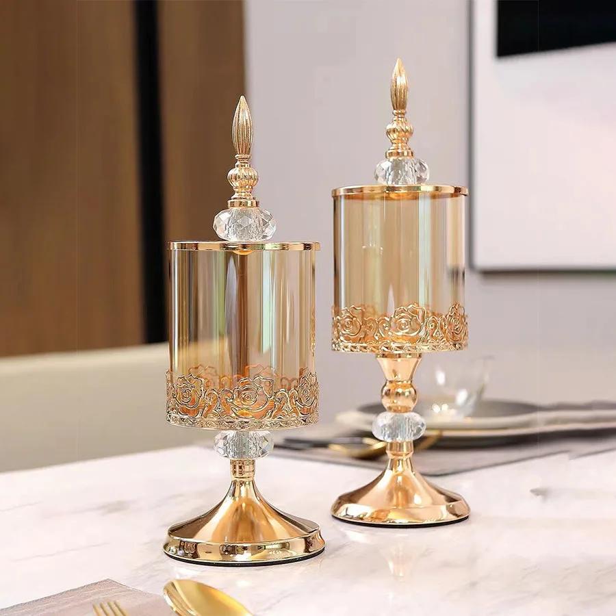 Pot de rangement en verre cristal de luxe léger avec couvercle, style européen et américain, pour ta