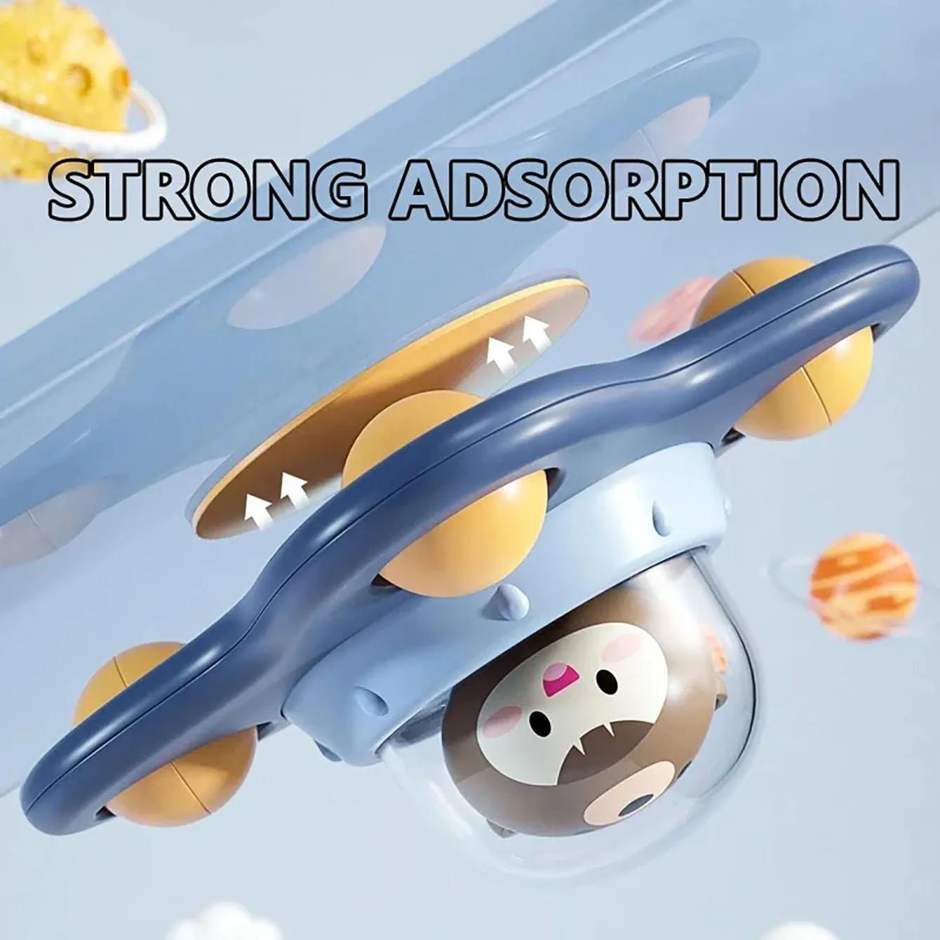 Jouet apaisant pour bébé, avion de dessin animé, artefact de bain pour bébé, ventouse amusante, Spin