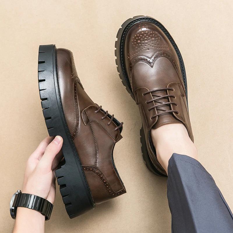 Chaussures Oxford à fond épais de marque de luxe, chaussures de sécurité d'extérieur à lacets, chaus