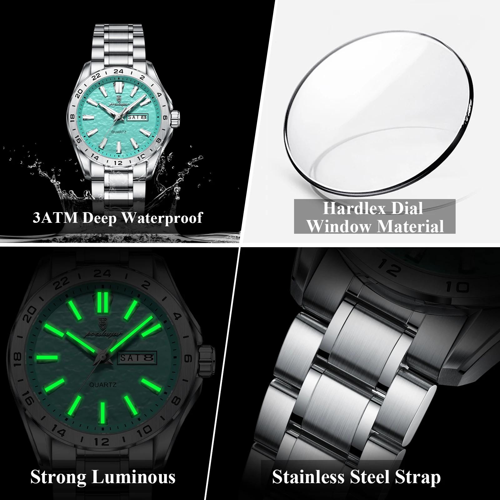 Montre homme POEDAGAR, mode exquise, haute qualité, étanche, lumineuse, montre de travail pour homme