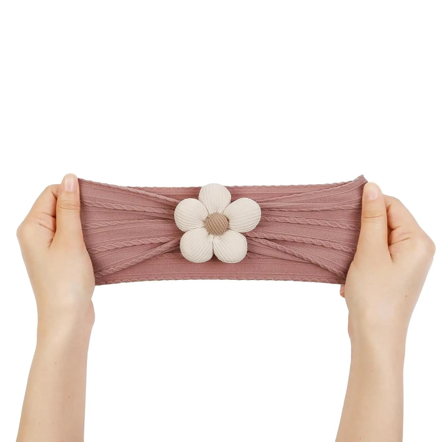 Turban Bebe Fille Bandeau Bebe Fille Bandeau élastique en nylon à fleurs pour filles, turban doux po
