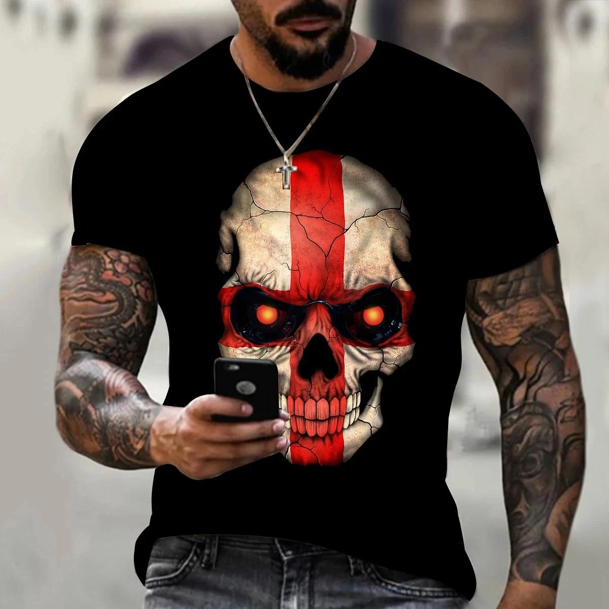 Crâne 3D T-shirt pour hommes mode Hip Hop col rond chemise à manches courtes Harajuku hommes T-shirt